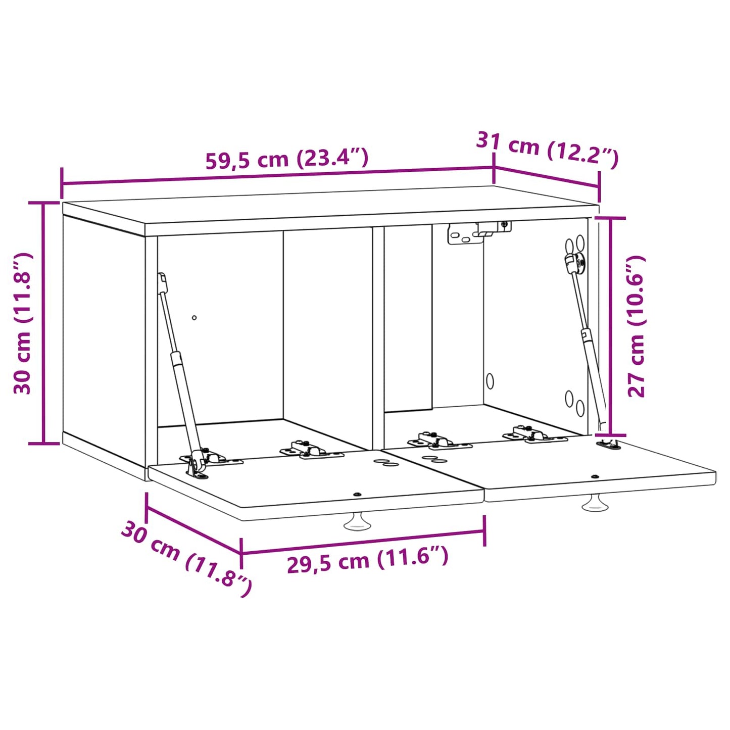 Væghængt TV-skab Røget eg 59,5 x 31 x 30 cm Konstrueret træ
