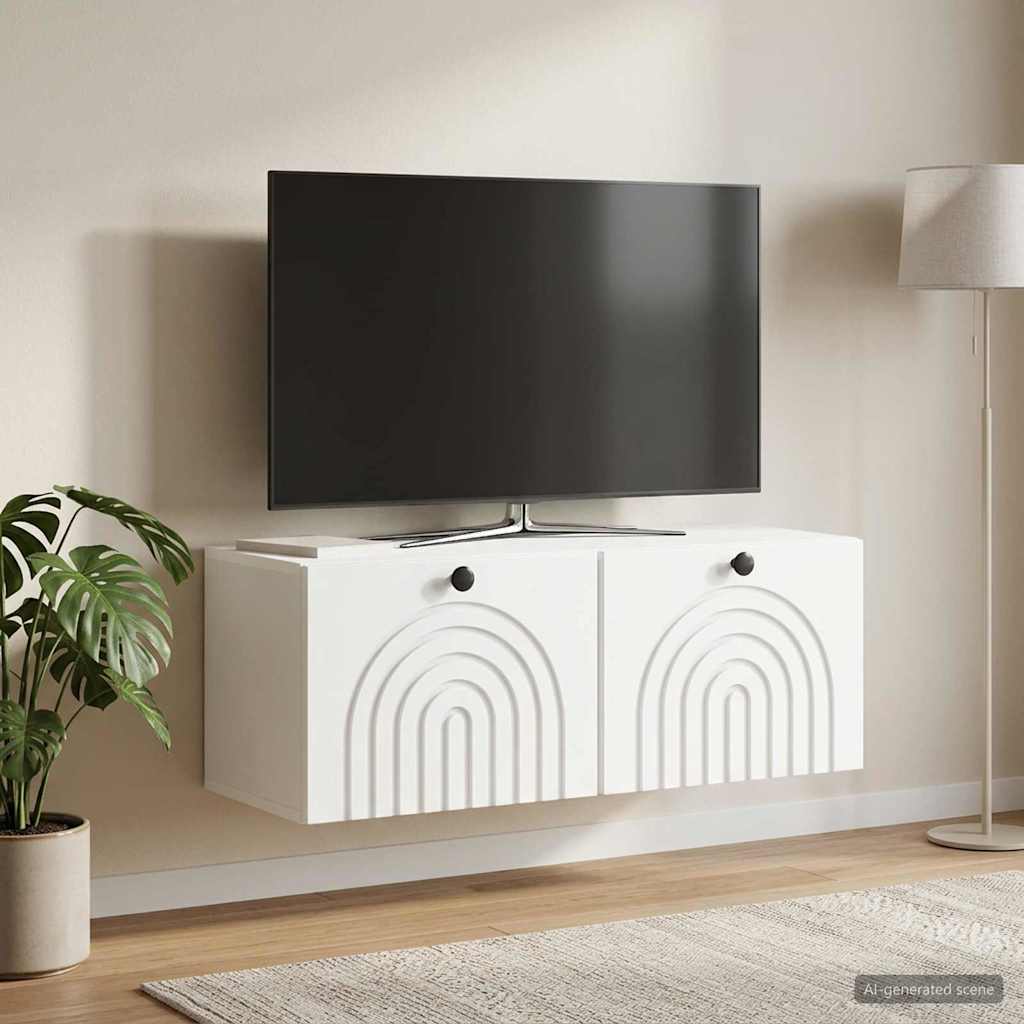 Væghængt TV-skab Hvid 78,5 x 31 x 30 cm Konstrueret træ
