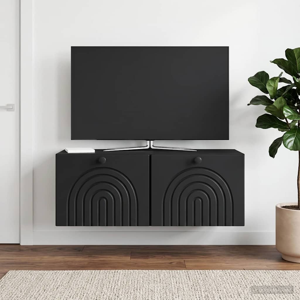 Væghængt TV-skab Sort 78,5 x 31 x 30 cm Konstrueret træ