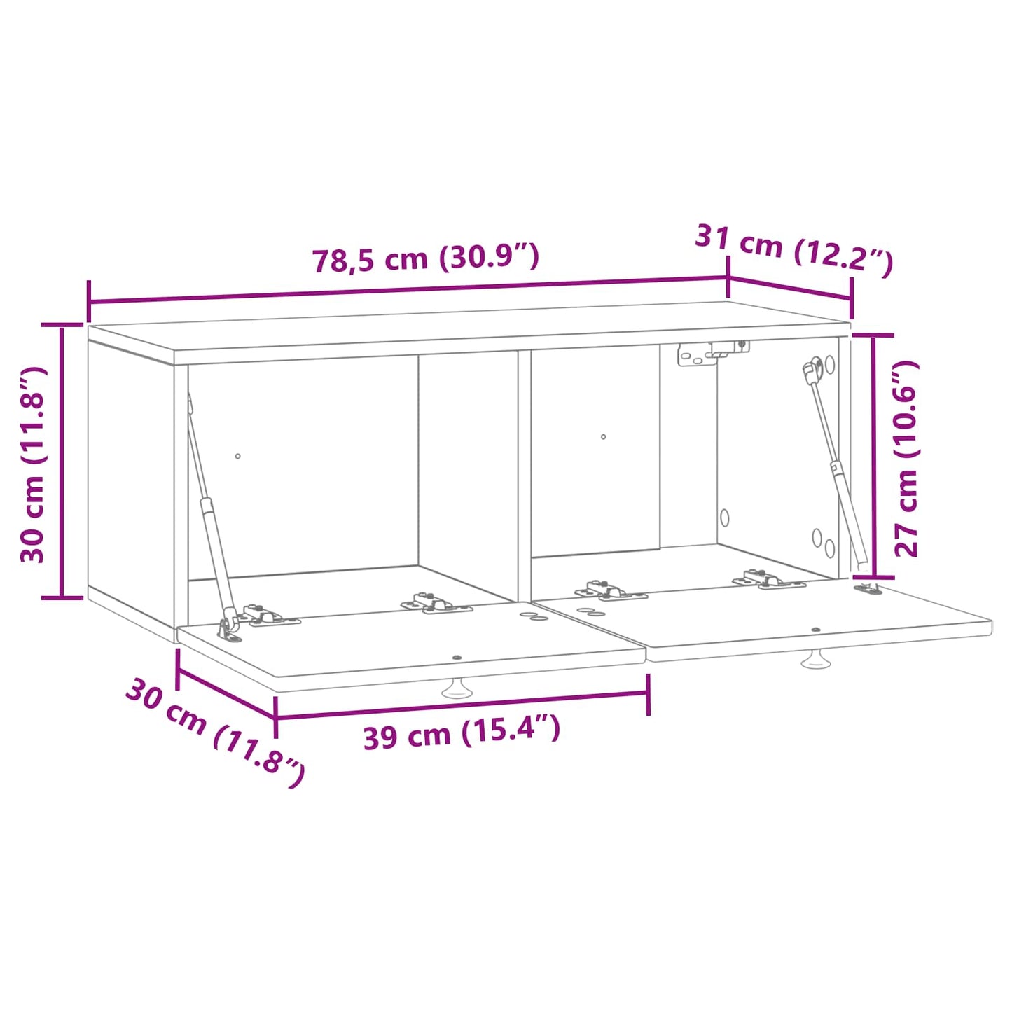 Væghængt TV-skab Sort 78,5 x 31 x 30 cm Konstrueret træ