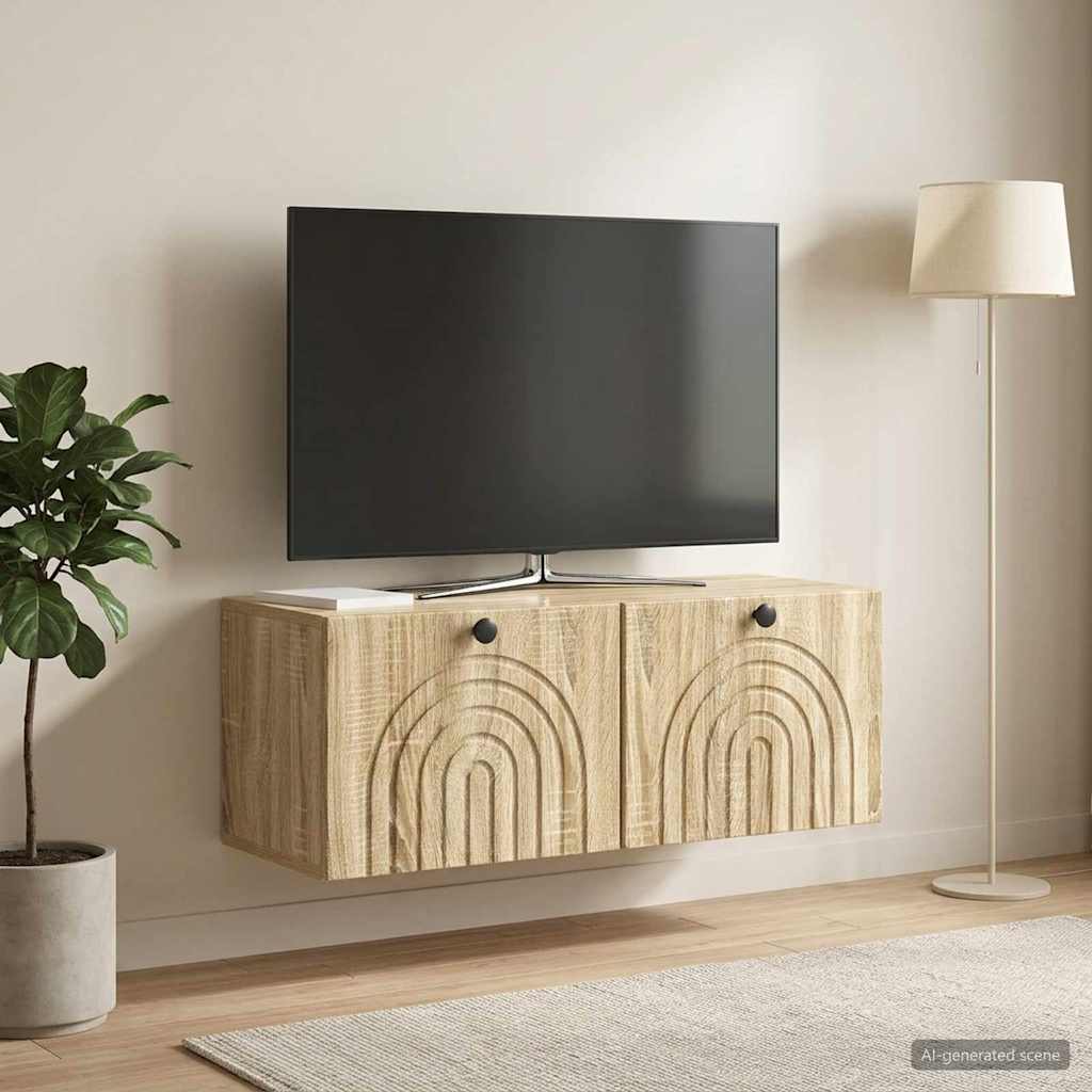 Væghængt TV-skab Sonoma-eg 78,5 x 31 x 30 cm Konstrueret træ