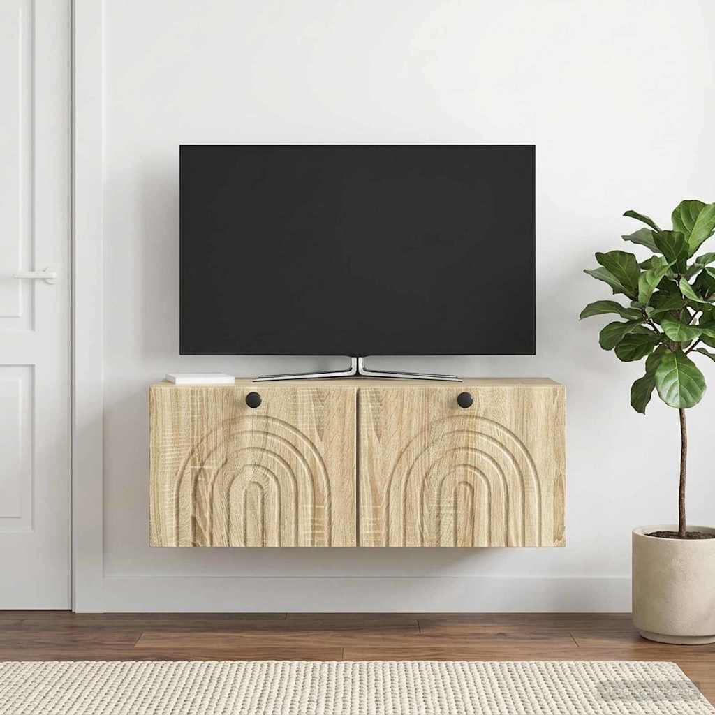Væghængt TV-skab Sonoma-eg 78,5 x 31 x 30 cm Konstrueret træ