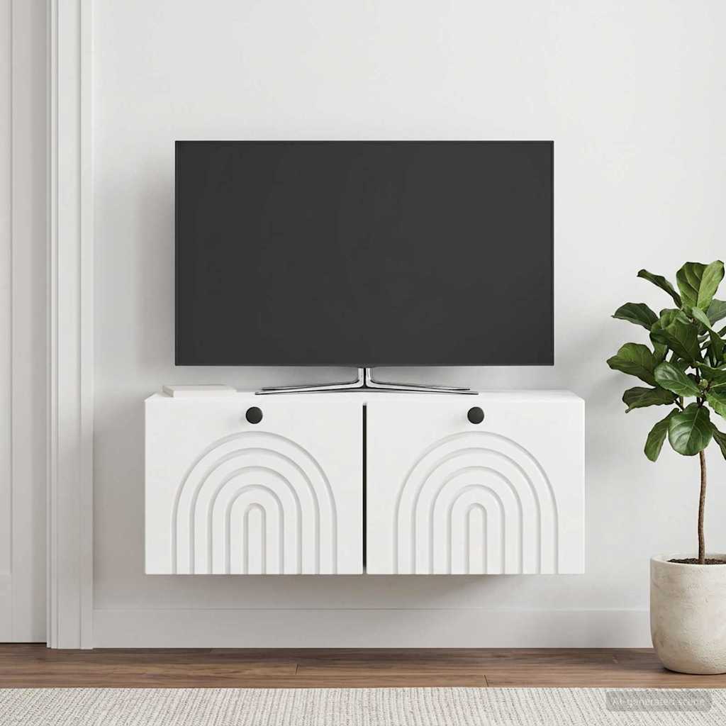 Væghængt TV-skab Vægmonteret Hvid højglans 78,5 x 31 x 30 cm