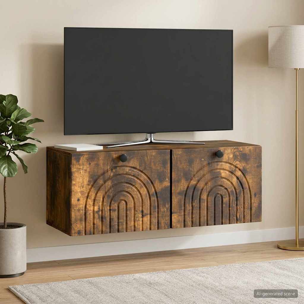 Væghængt TV-skab Røget eg 78,5 x 31 x 30 cm Konstrueret træ