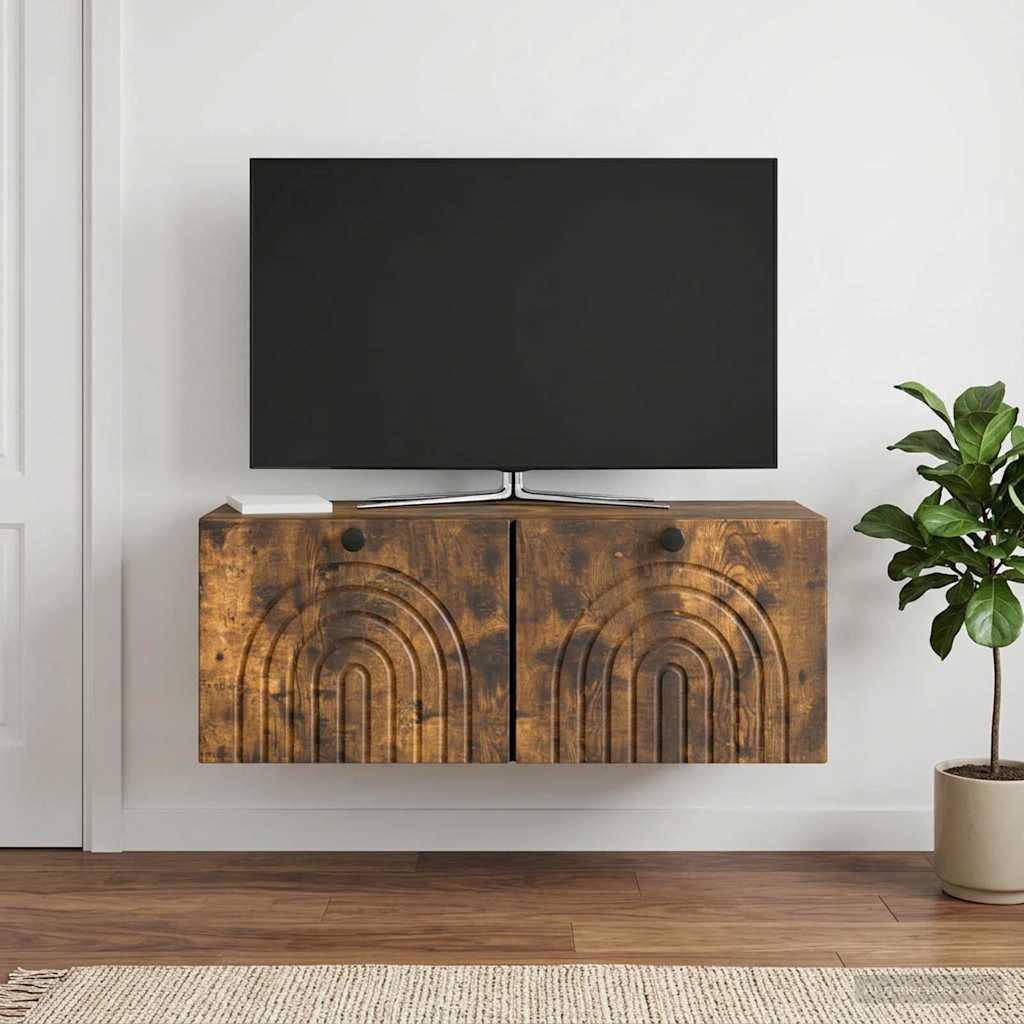 Væghængt TV-skab Røget eg 78,5 x 31 x 30 cm Konstrueret træ