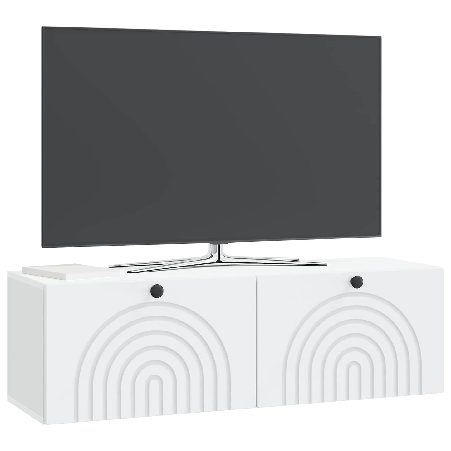 Væghængt TV-skab Hvid 98 x 31 x 30 cm Konstrueret træ