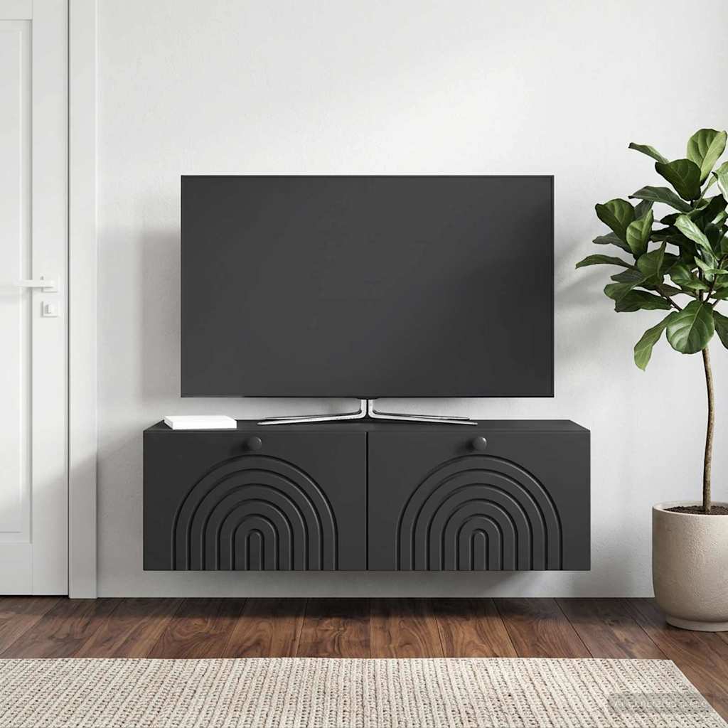 Væghængt TV-skab Sort 98 x 31 x 30 cm Konstrueret træ