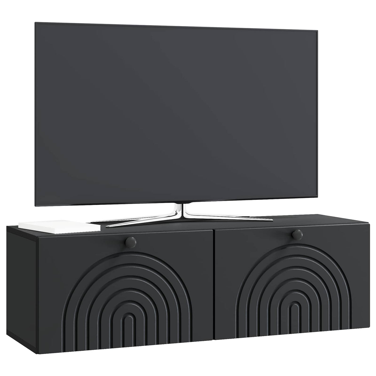 Væghængt TV-skab Sort 98 x 31 x 30 cm Konstrueret træ
