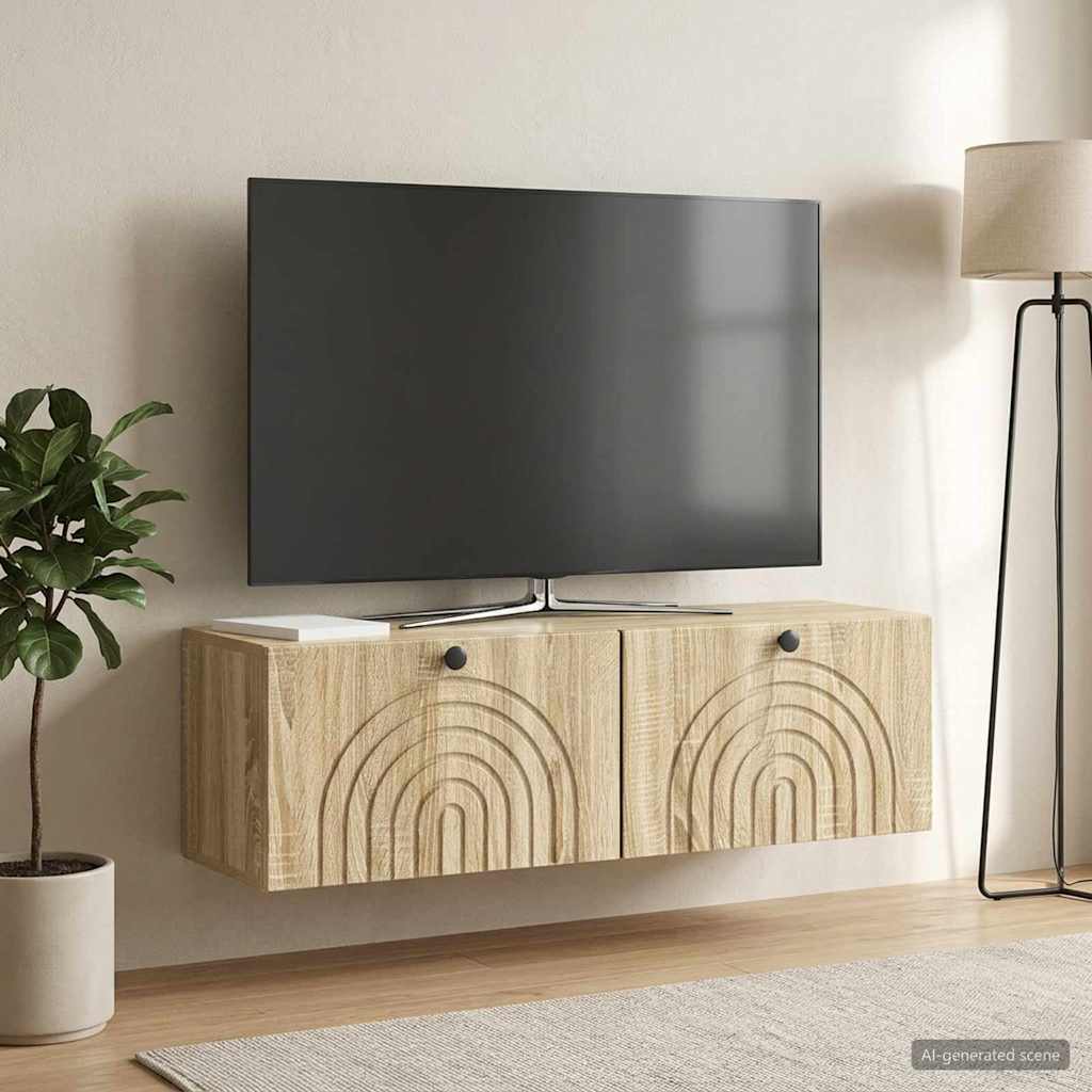 Væghængt TV-skab Sonoma-eg 98 x 31 x 30 cm Konstrueret træ
