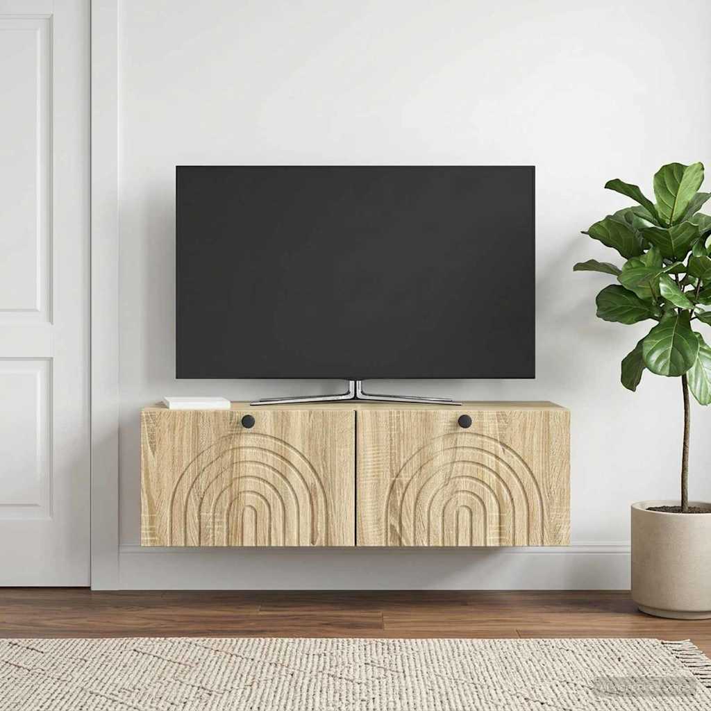 Væghængt TV-skab Sonoma-eg 98 x 31 x 30 cm Konstrueret træ