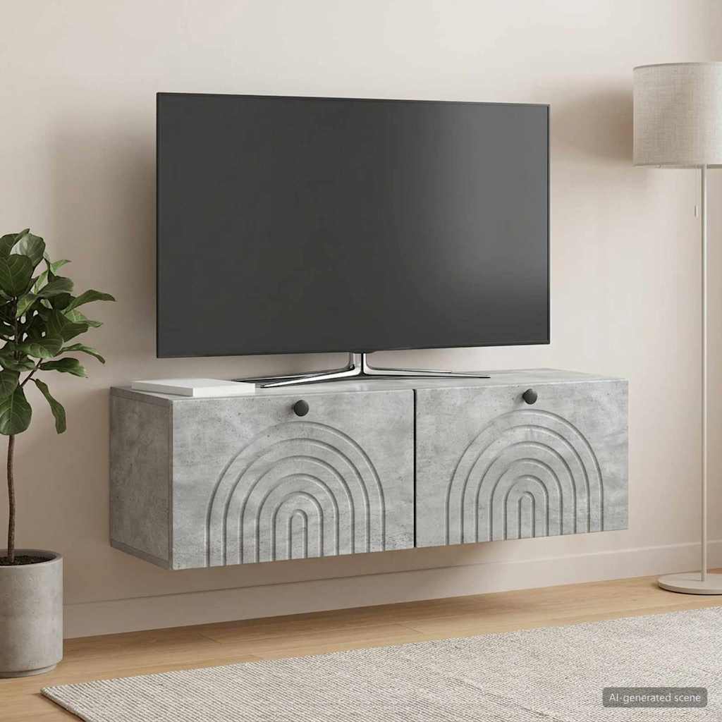 Væghængt TV-skab Betongrå 98 x 31 x 30 cm Konstrueret træ