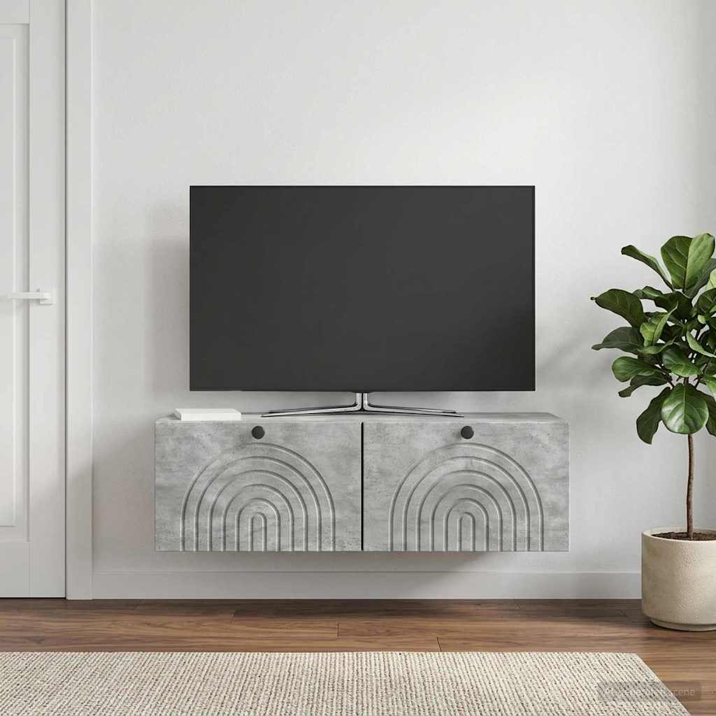 Væghængt TV-skab Betongrå 98 x 31 x 30 cm Konstrueret træ