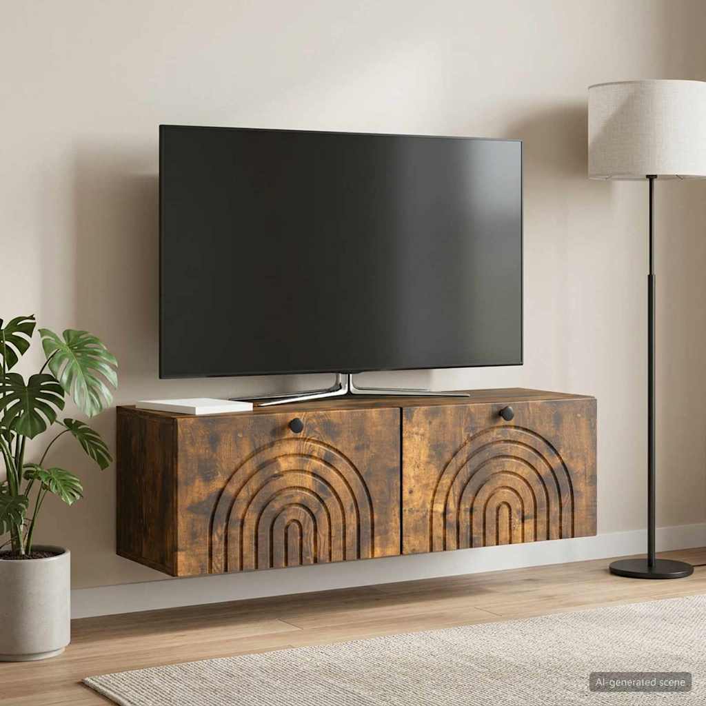 Væghængt TV-skab Røget eg 98 x 31 x 30 cm Konstrueret træ