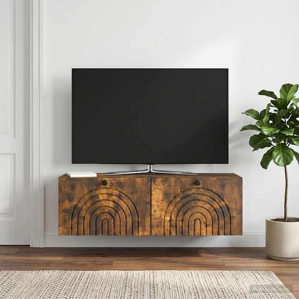 Væghængt TV-skab Røget eg 98 x 31 x 30 cm Konstrueret træ
