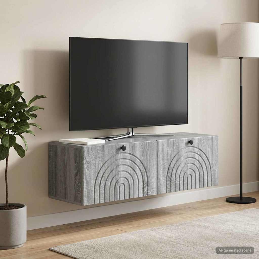 Væghængt TV-skab Grå sonoma-eg 98 x 31 x 30 cm Konstrueret træ