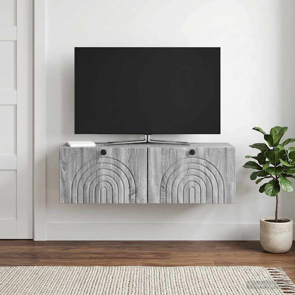 Væghængt TV-skab Grå sonoma-eg 98 x 31 x 30 cm Konstrueret træ
