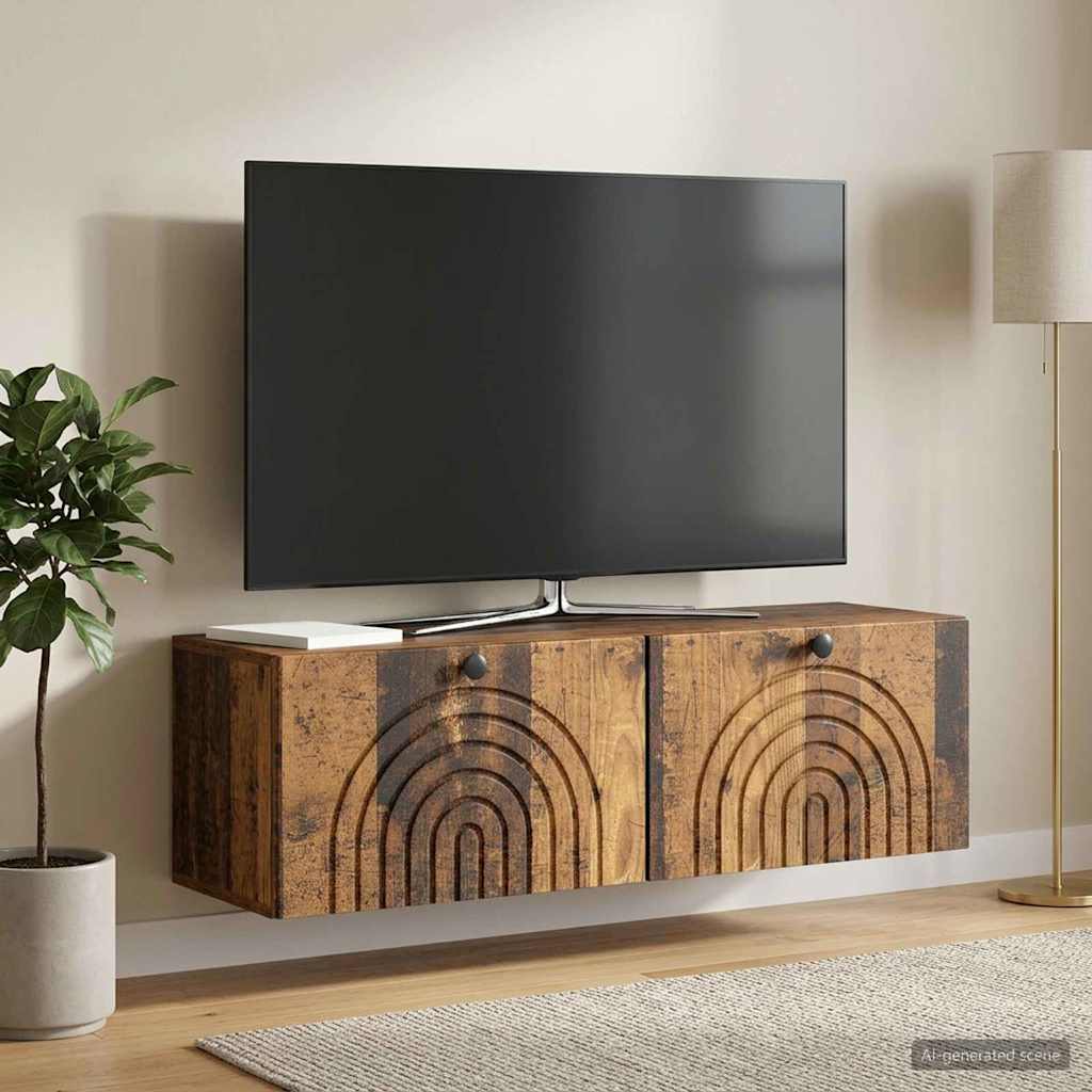 Væghængt TV-skab Gammelt træ 98 x 31 x 30 cm Konstrueret træ