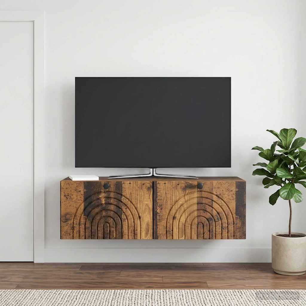 Væghængt TV-skab Gammelt træ 98 x 31 x 30 cm Konstrueret træ