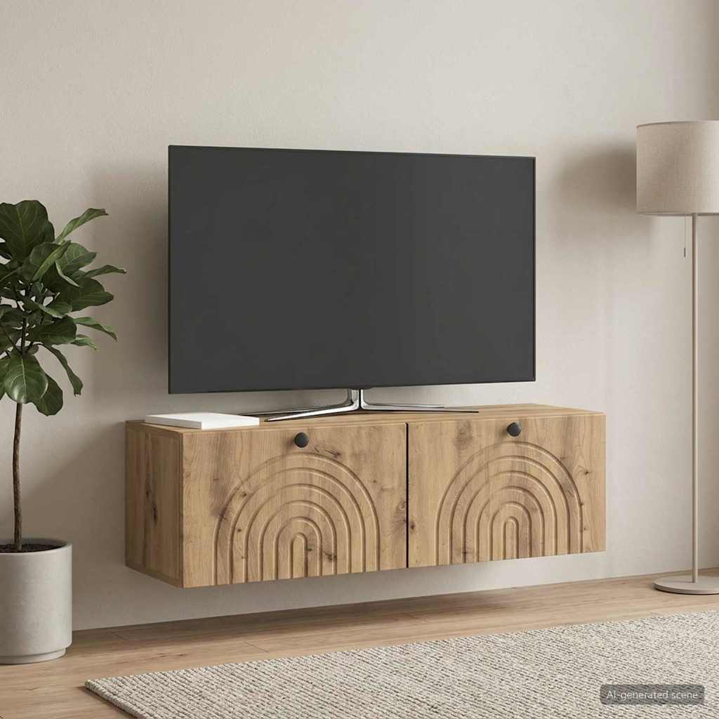 Væghængt TV-skab 98 x 31 x 30 cm Artisan-eg Konstrueret træ