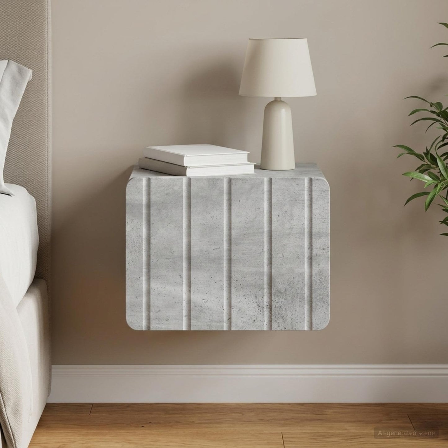 Væghængt Natbord Betongrå 33 x 34,5 x 24 cm Konstrueret træ