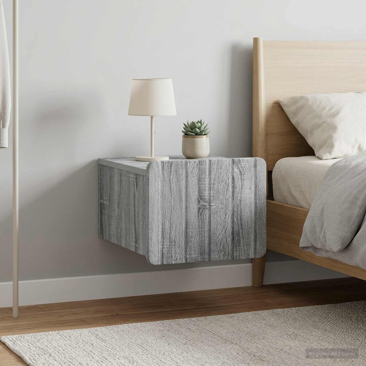 Væghængt Natbord 2 stk. Grå sonoma-eg 33 x 34,5 x 24 cm