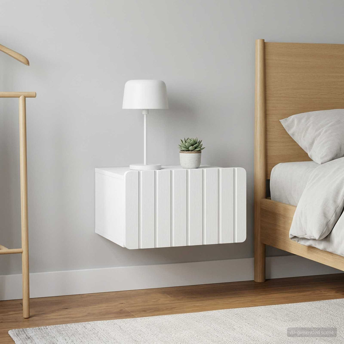 Væghængt Natbord 2 stk. Hvid 49 x 34,5 x 24 cm Konstrueret træ