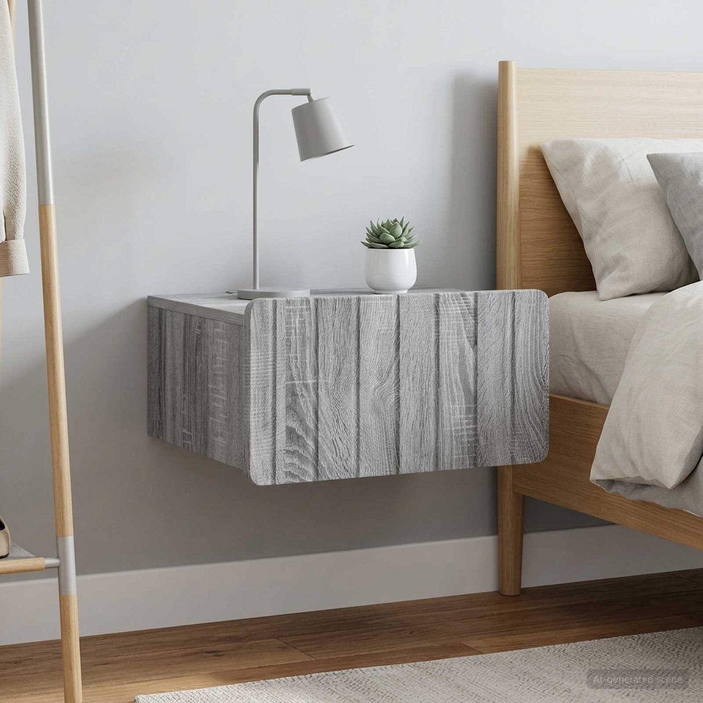 Væghængt Natbord 2 stk. Grå sonoma-eg 49 x 34,5 x 24 cm