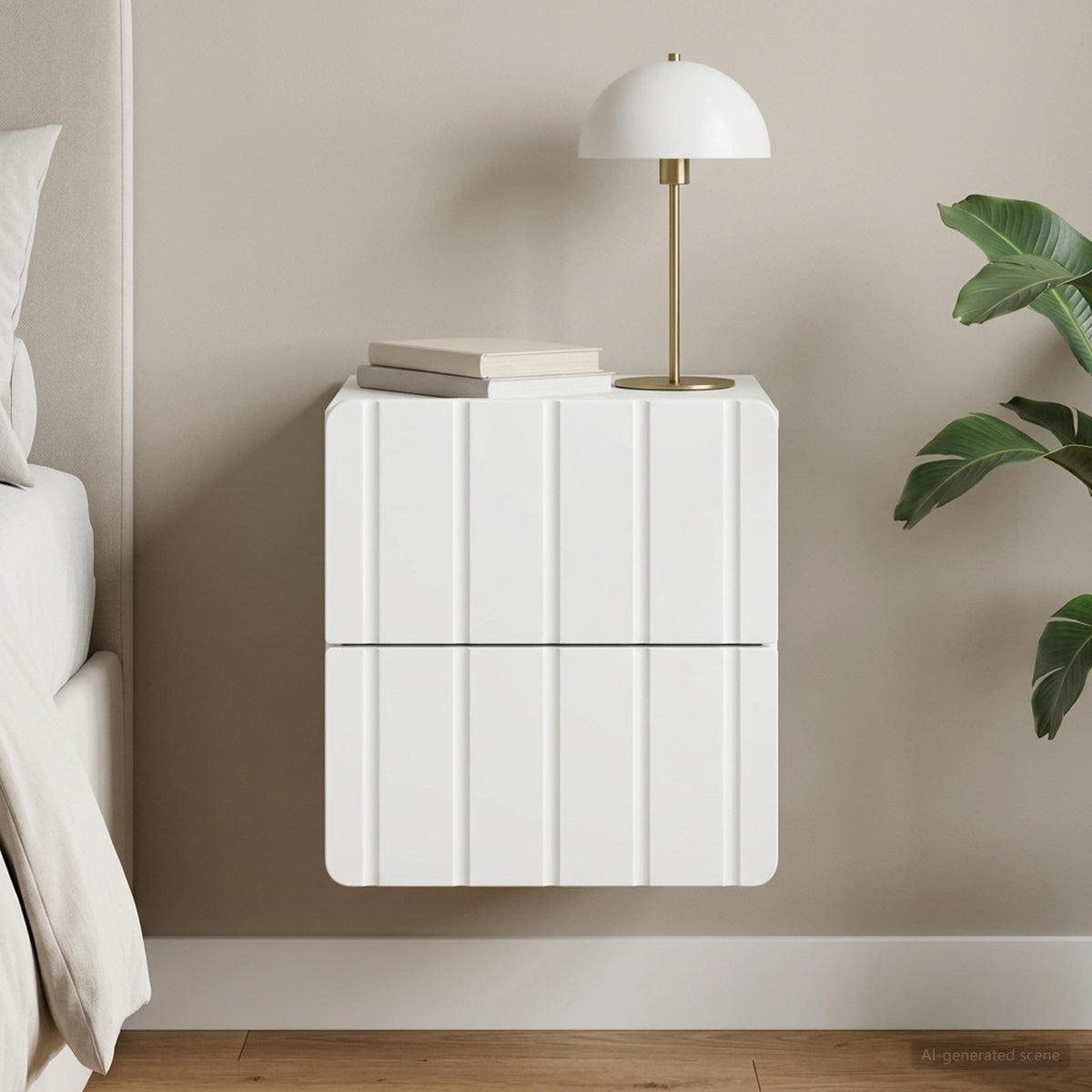 Væghængt Natbord Hvid 33 x 34,5 x 43 cm Konstrueret træ