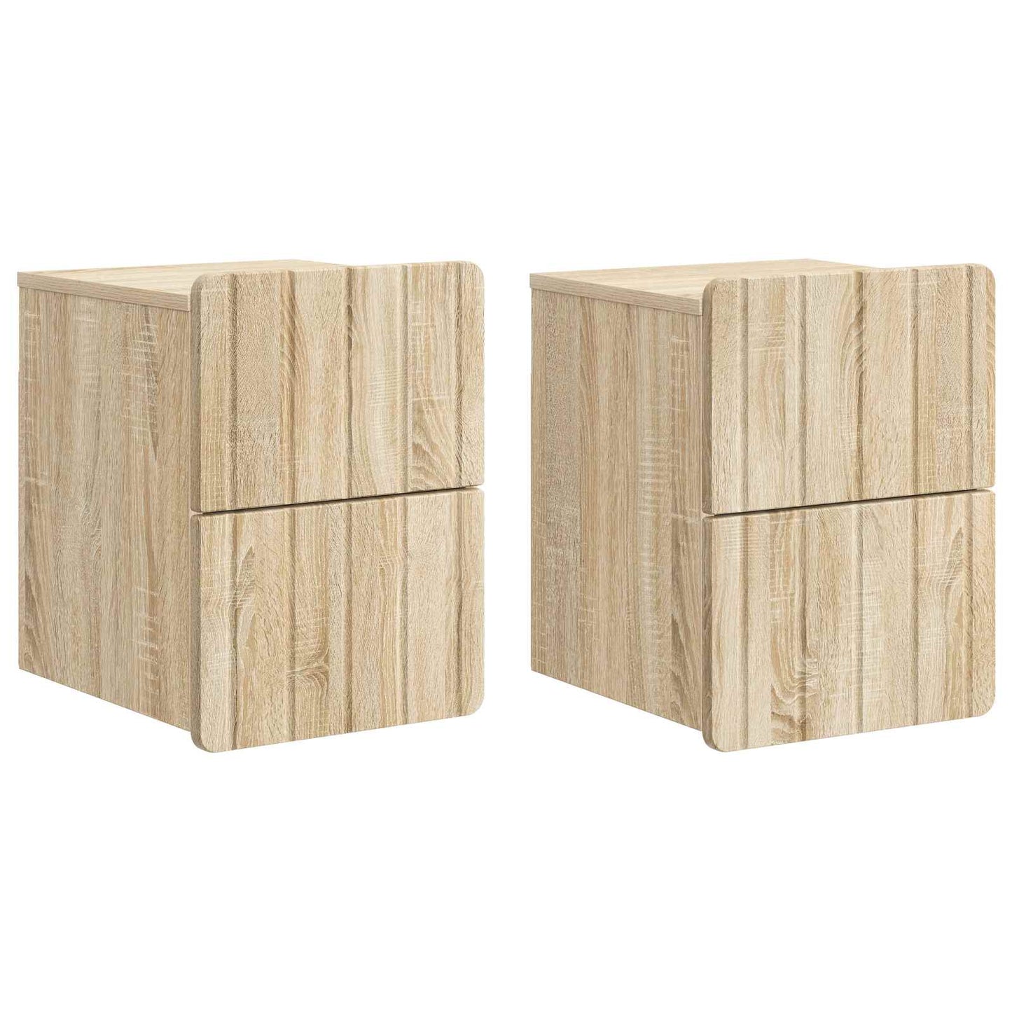 Væghængt Natbord 2 stk. Sonoma-eg 33 x 34,5 x 43 cm