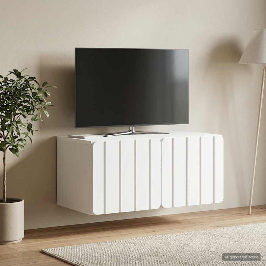 Væghængt TV-skab 59,5 x 41 x 30 cm Hvid Konstrueret træ