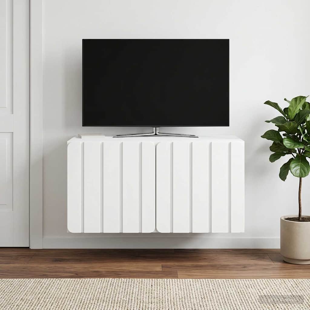 Væghængt TV-skab 59,5 x 41 x 30 cm Hvid Konstrueret træ