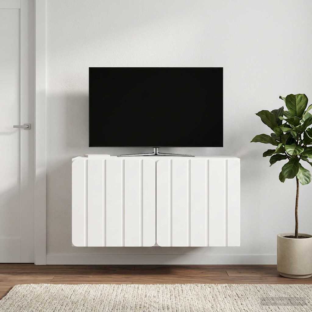 Væghængt TV-skab 59,5 x 41 x 30 cm Hvid højglans