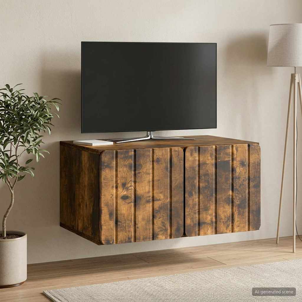Væghængt TV-skab 59,5 x 41 x 30 cm Røget eg Konstrueret træ