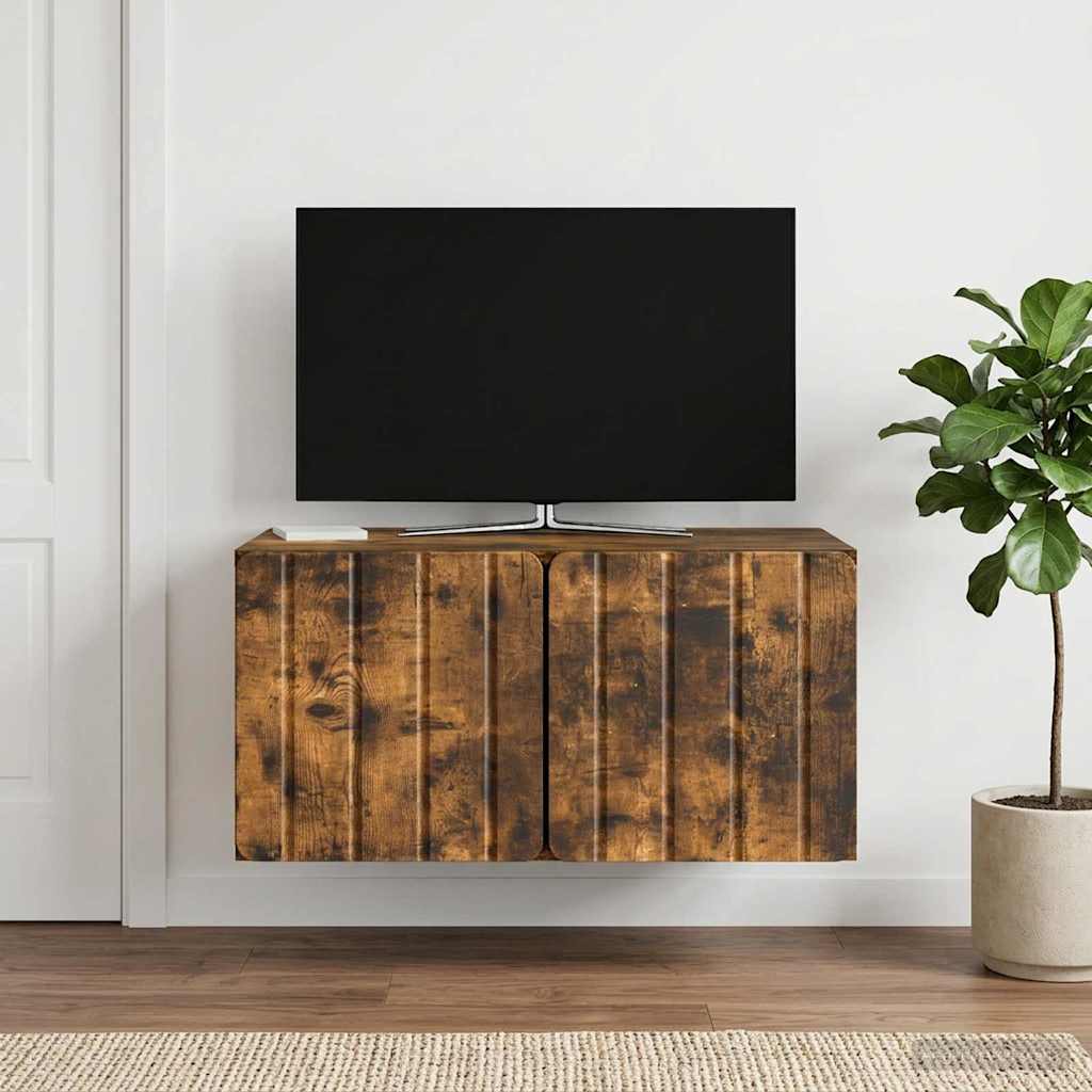 Væghængt TV-skab 59,5 x 41 x 30 cm Røget eg Konstrueret træ