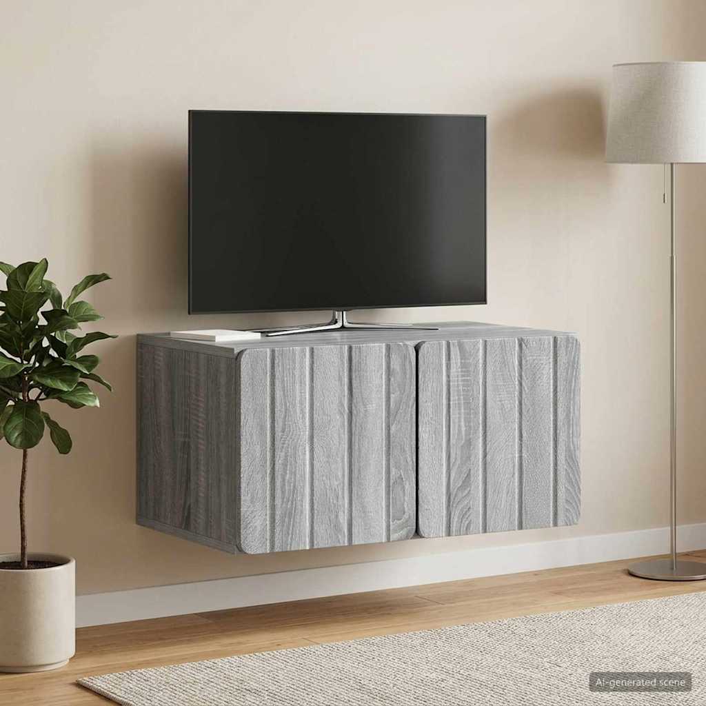 Væghængt TV-skab 59,5 x 41 x 30 cm Grå Sonoma Konstrueret træ