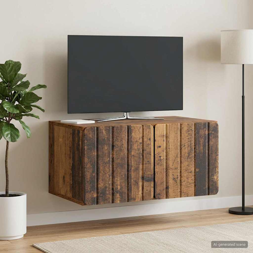 Væghængt TV-skab 59,5 x 41 x 30 cm Gammelt træ Konstrueret træ