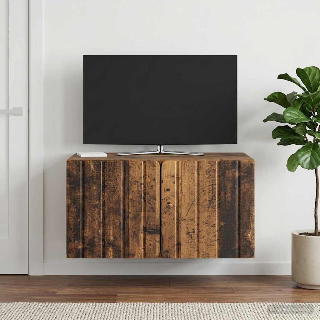 Væghængt TV-skab 59,5 x 41 x 30 cm Gammelt træ Konstrueret træ