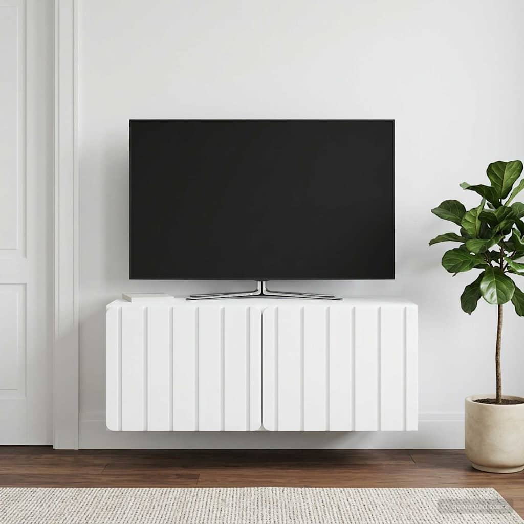 Væghængt TV-skab 78,5 x 41 x 30 cm Hvid Konstrueret træ