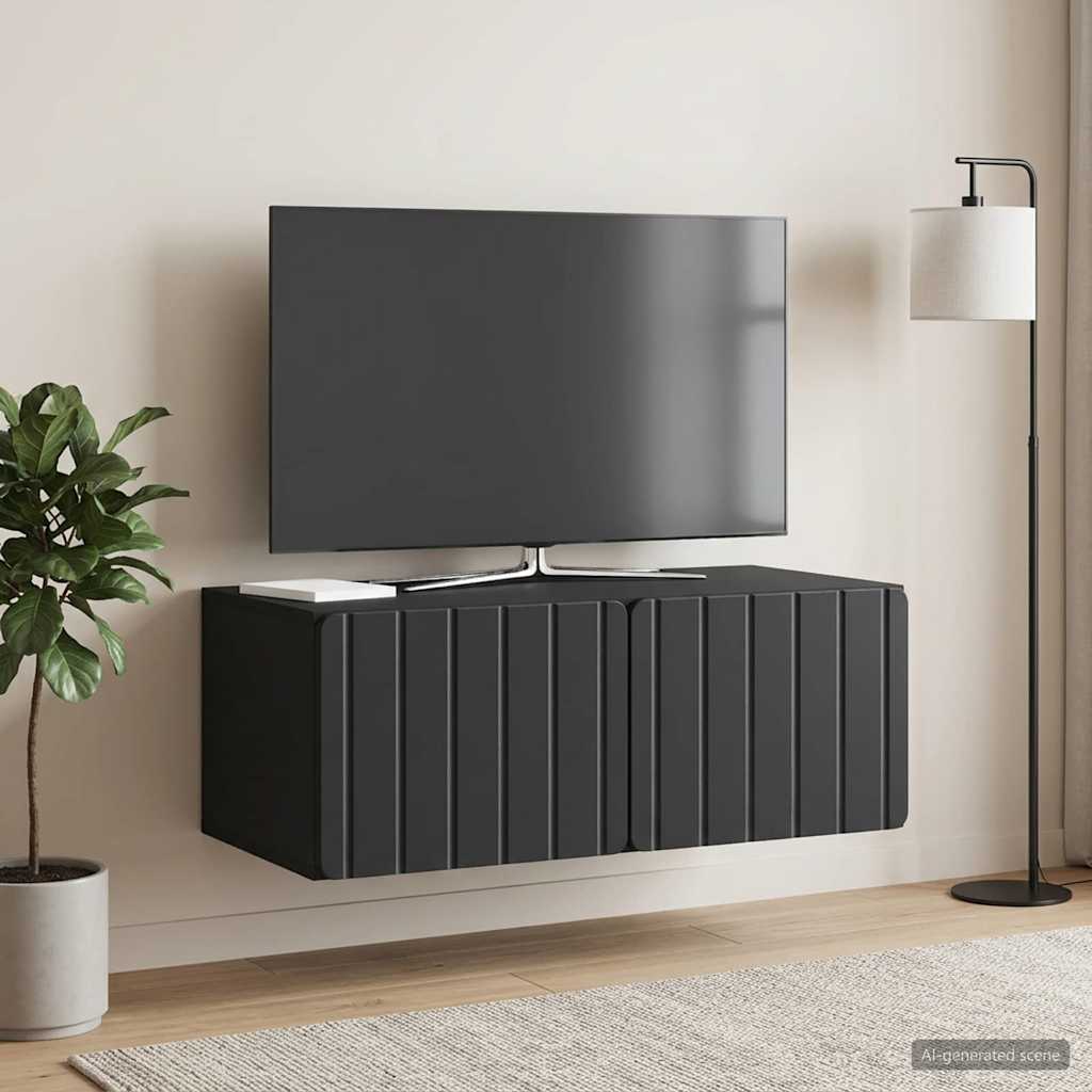 Væghængt TV-skab 78,5 x 41 x 30 cm Sort Konstrueret træ