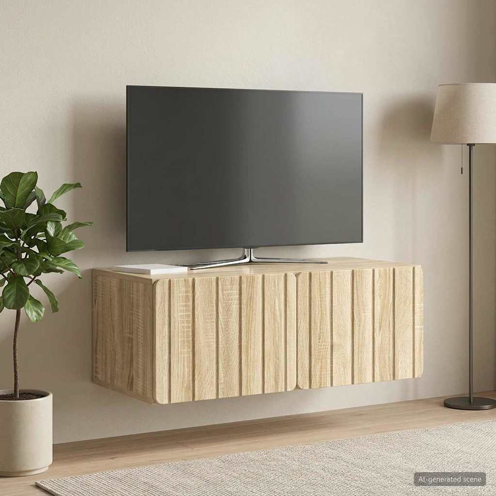 Væghængt TV-skab 78,5 x 41 x 30 cm Sonoma-eg Konstrueret træ