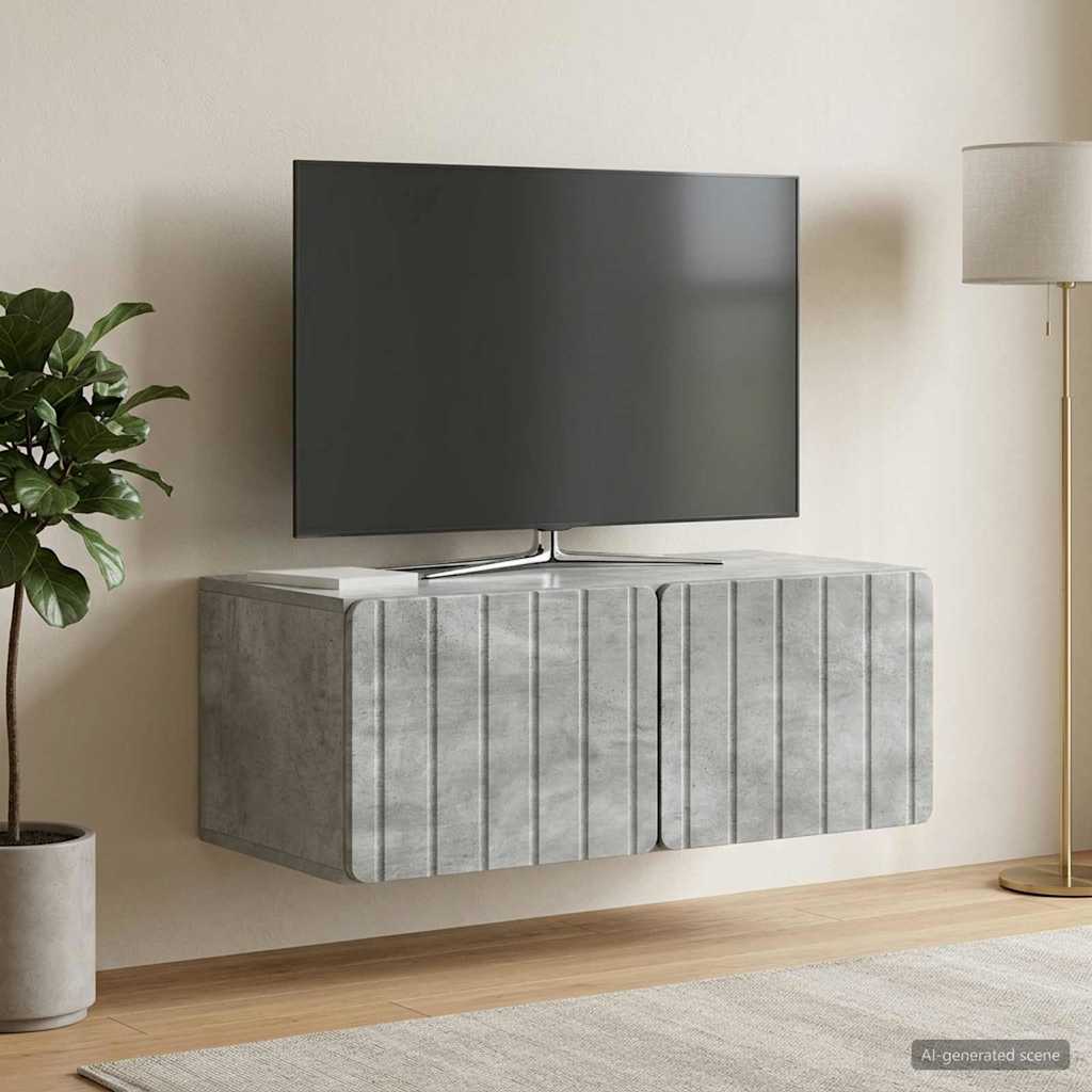 Væghængt TV-skab 78,5 x 41 x 30 cm Betongrå Konstrueret træ