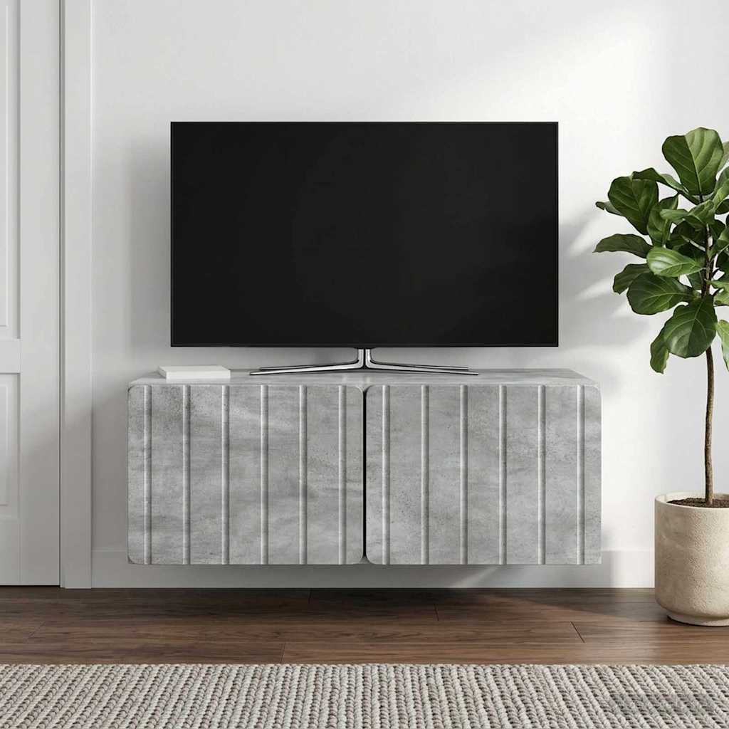 Væghængt TV-skab 78,5 x 41 x 30 cm Betongrå Konstrueret træ