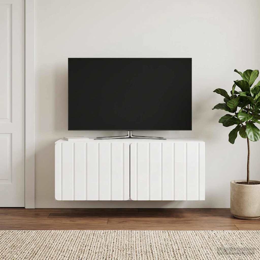 Væghængt TV-skab 78,5 x 41 x 30 cm Hvid højglans
