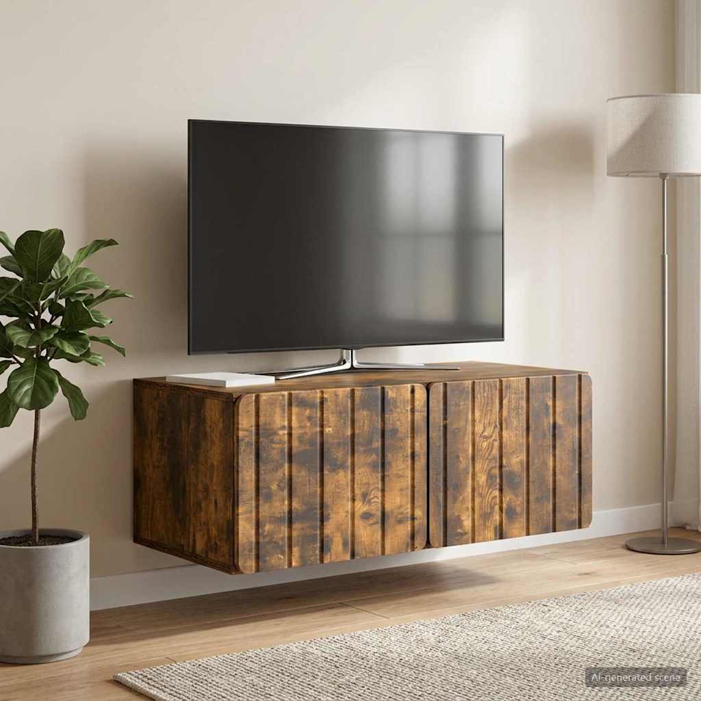 Væghængt TV-skab 78,5 x 41 x 30 cm Røget eg Konstrueret træ