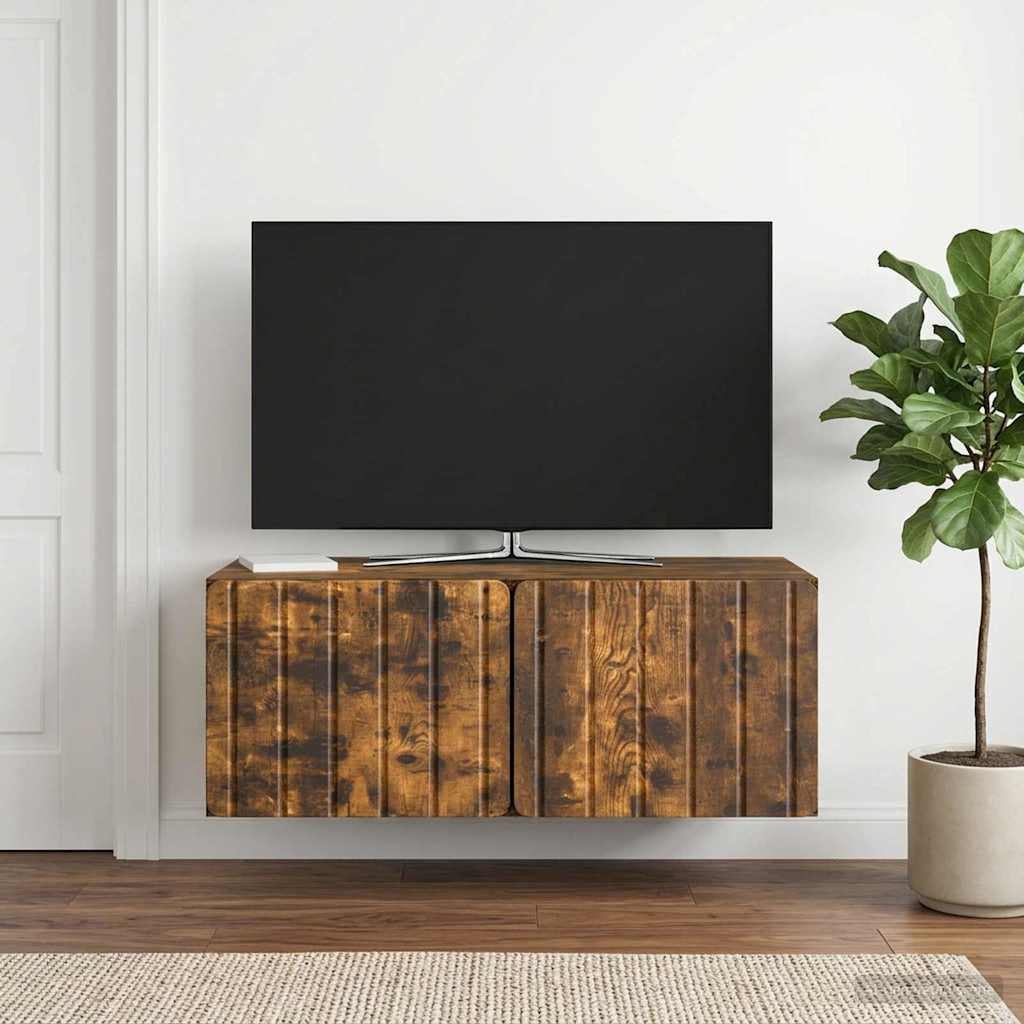 Væghængt TV-skab 78,5 x 41 x 30 cm Røget eg Konstrueret træ