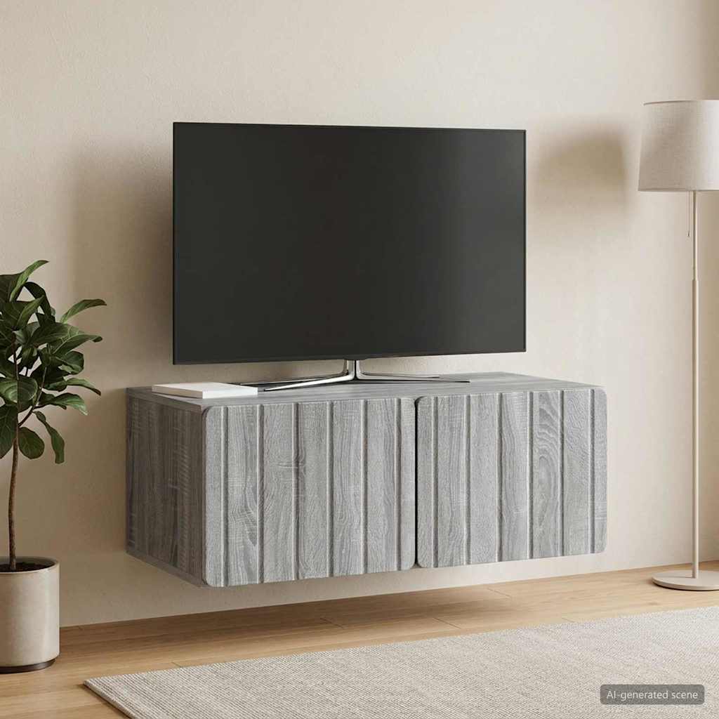 Væghængt TV-skab 78,5 x 41 x 30 cm Grå Sonoma Konstrueret træ
