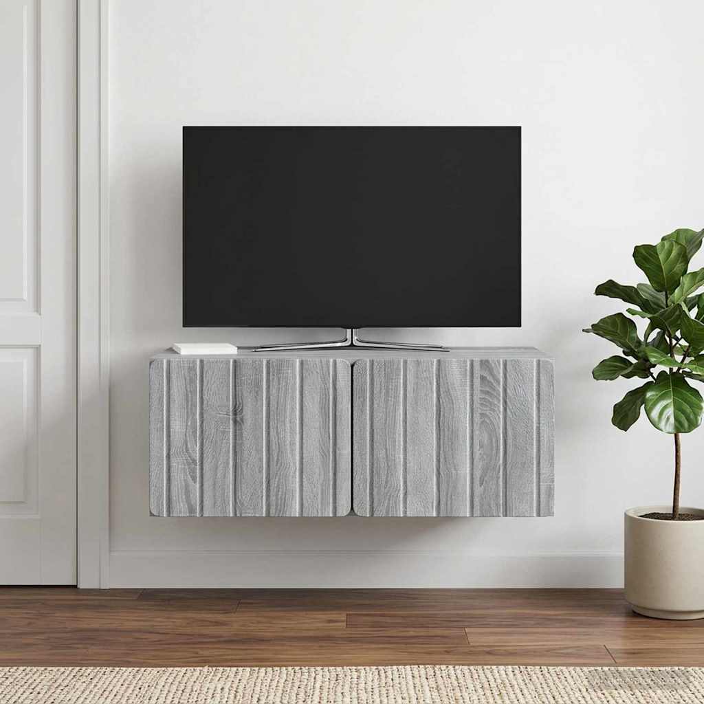 Væghængt TV-skab 78,5 x 41 x 30 cm Grå Sonoma Konstrueret træ