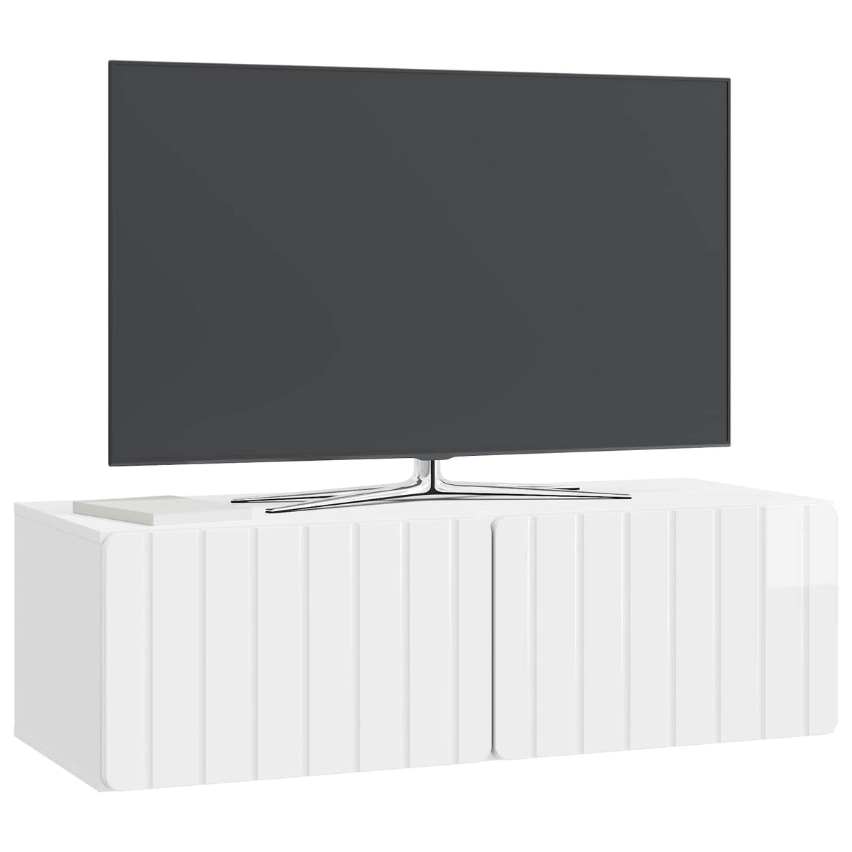 Væghængt TV-skab 98 x 41 x 30 cm Hvid højglans Konstrueret træ