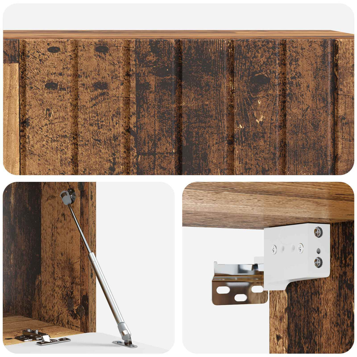 Væghængt TV-skab 98 x 41 x 30 cm Gammelt træ Konstrueret træ