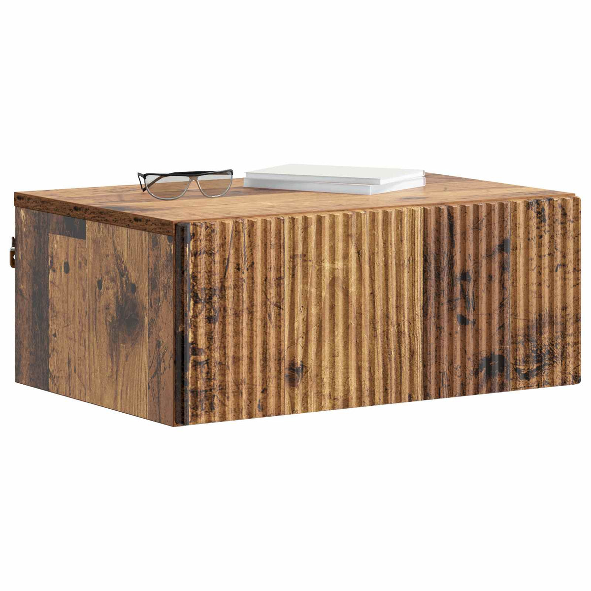 Væghængt Natbord Gammelt træ 49 x 34,5 x 20 cm Konstrueret træ